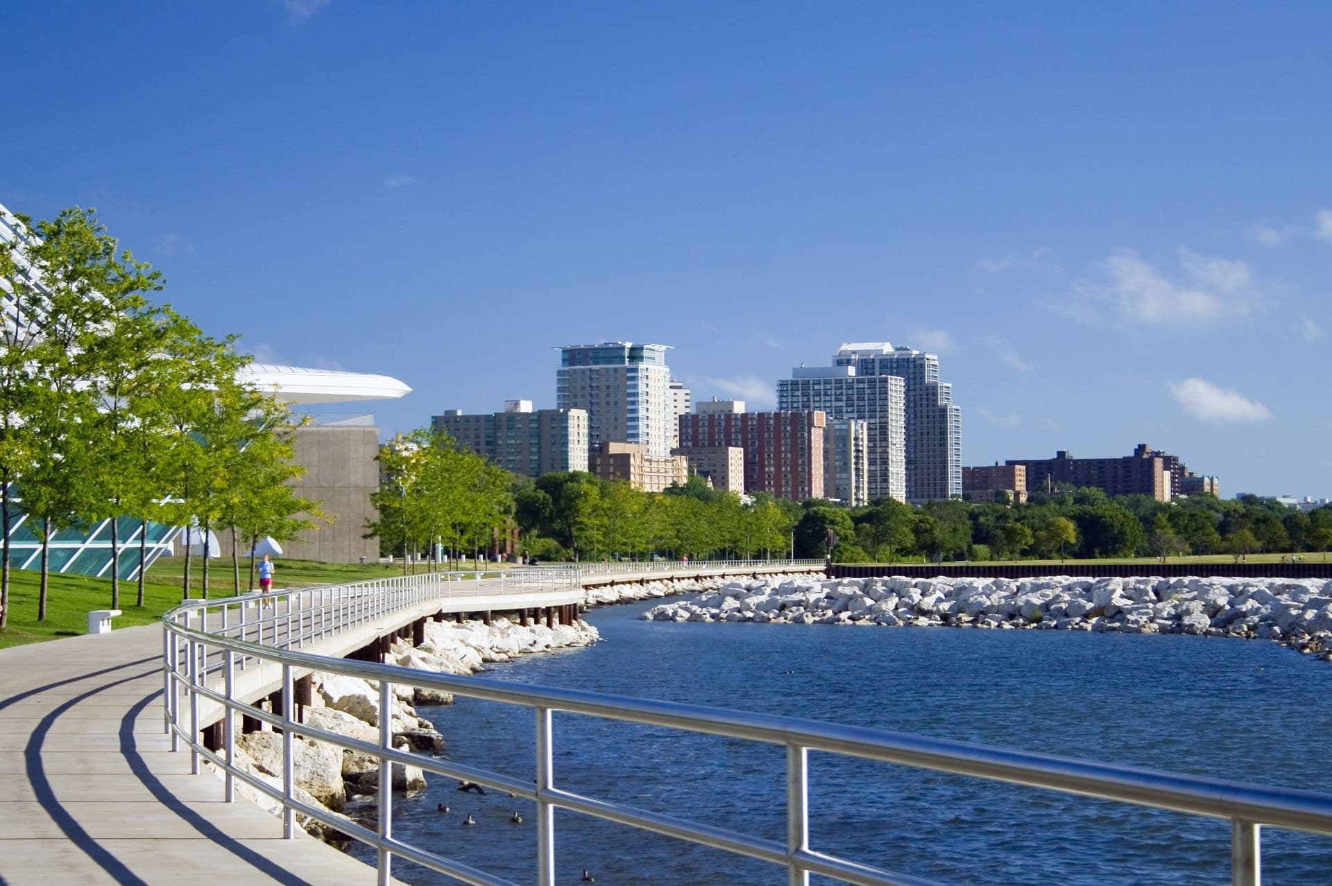 Milwaukee Wisconsin waterfront walkway and jogging trail.