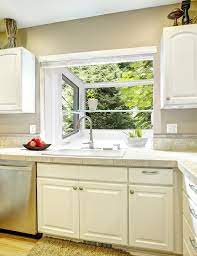 Garden window above sink in home kitchen