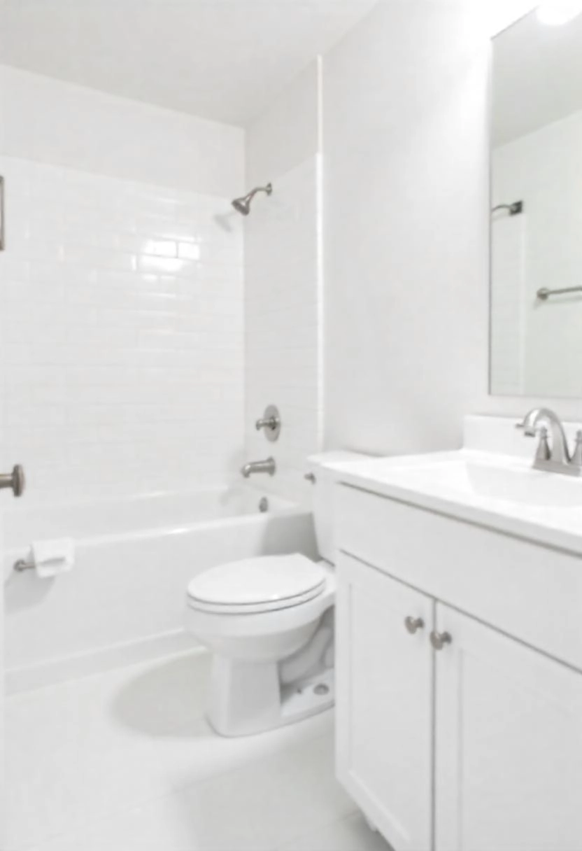 Image of all-white walk-in shower with simulated acrylic tile walls in Belgium, WI by Exterior Pros